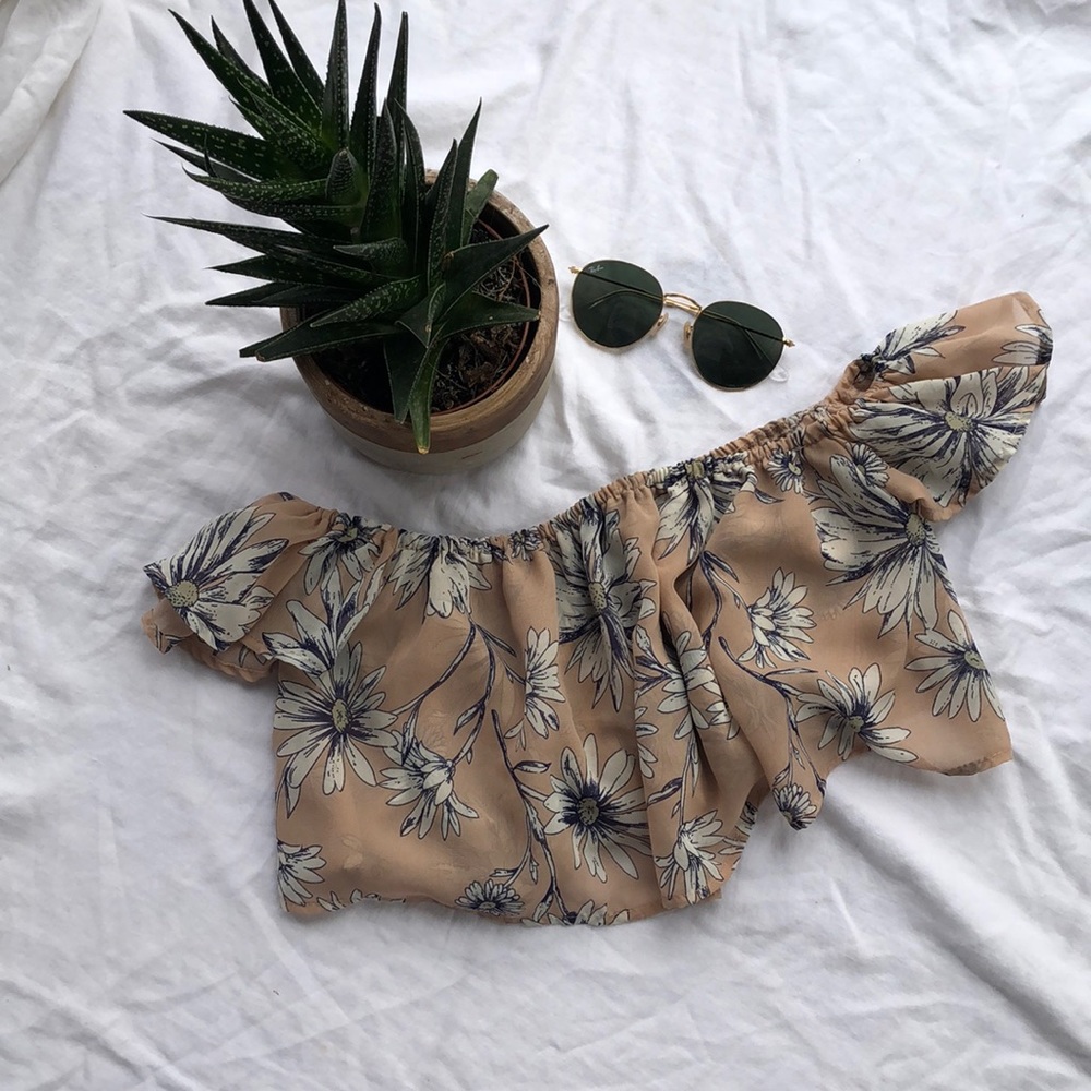 Floral/Tan Crop Top